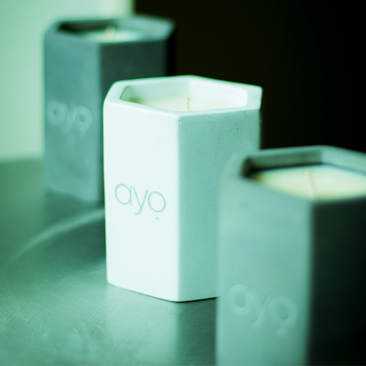 Golden Oud + Myrrh Hexagon Concrete Candle